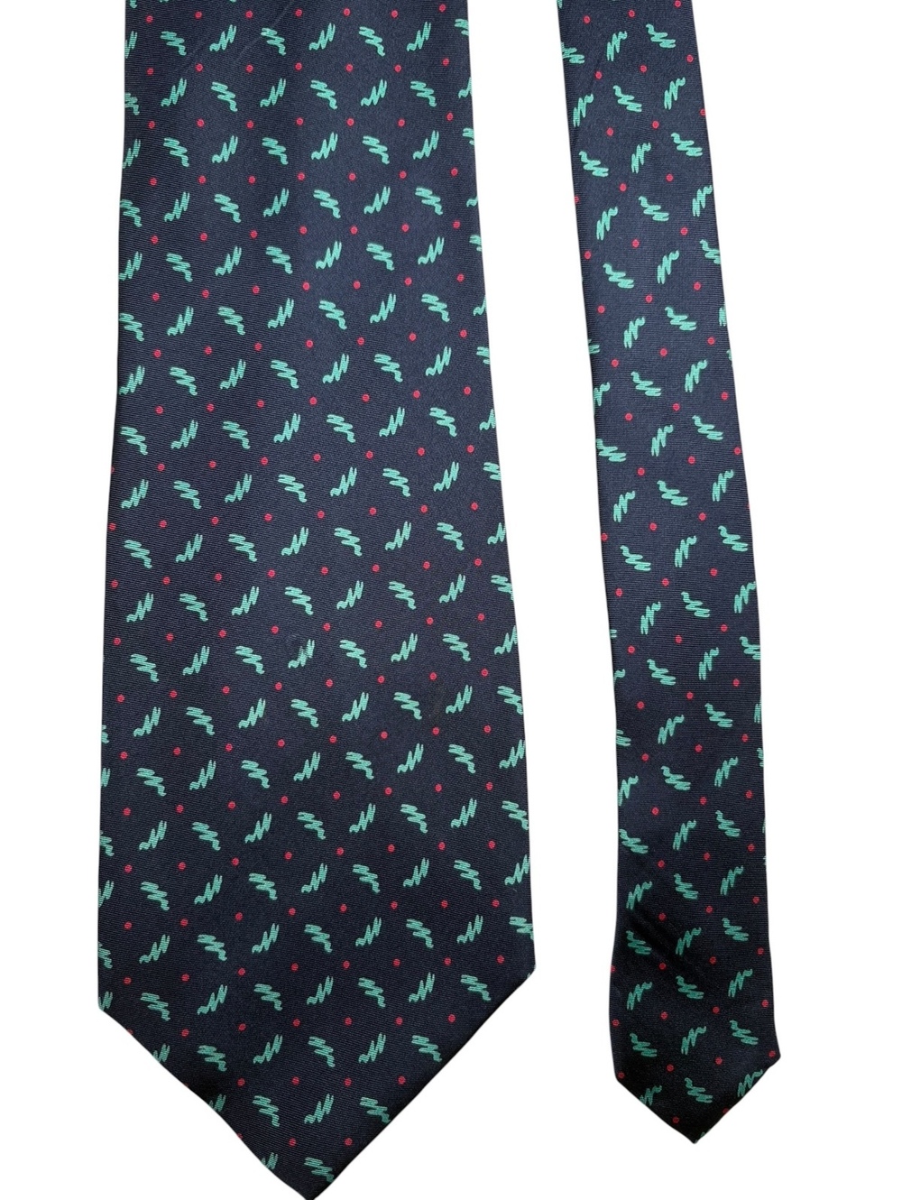 Ermenegildo Zegna Silk Navy Red Green Polka Dot Made in Italy Designer Tie
